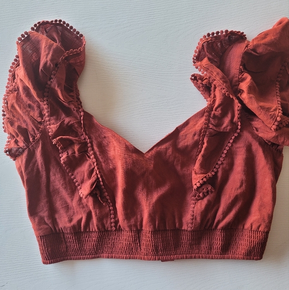 Express Linen blend Ruffle Sleeve top Size XL - Picture 12 of 12